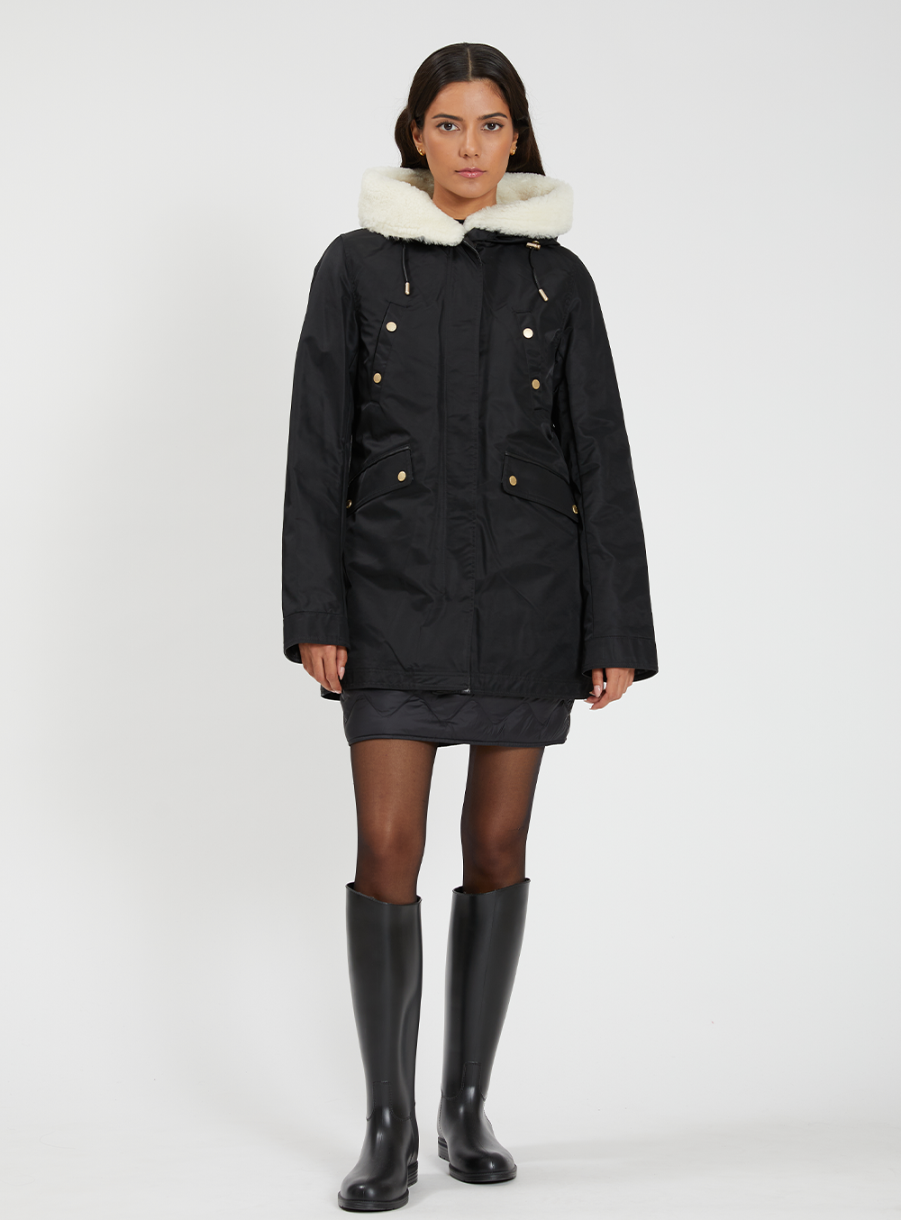 スタジオニコルソン Leather Zipped Hooded Parka Studio Nicholson