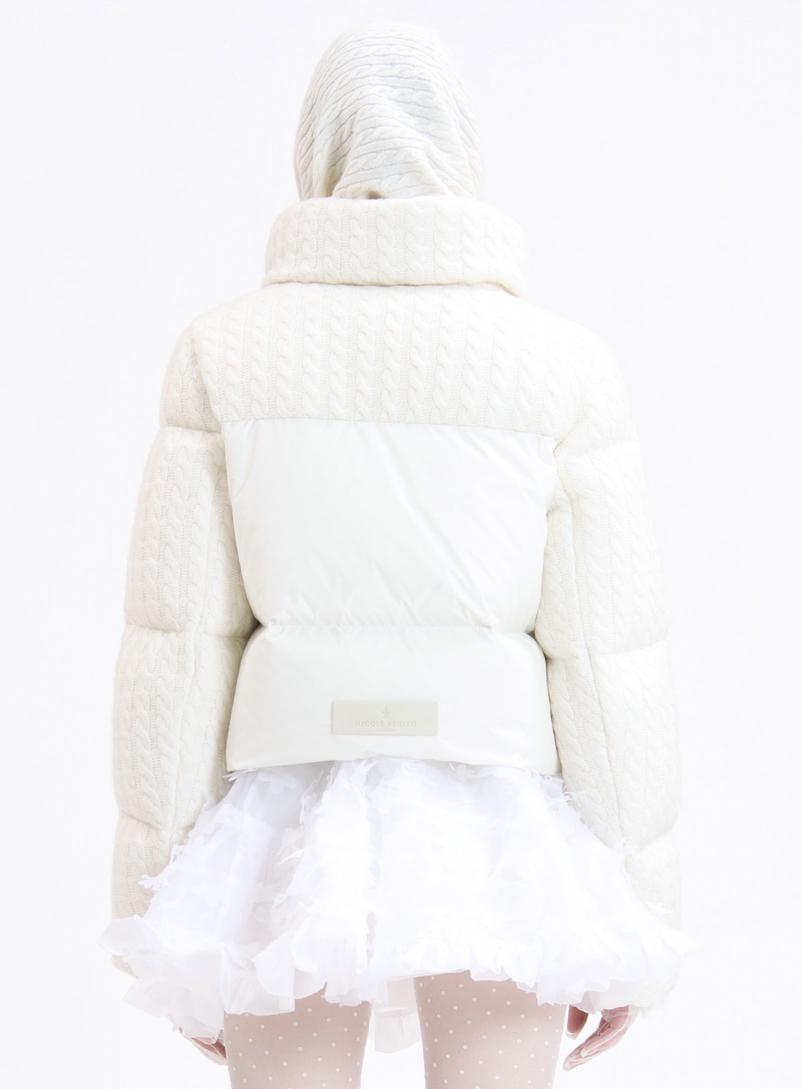 OXFORD CABLE KNIT CASHMERE | CABLE KNIT CASHMERE CROPPED PUFFER