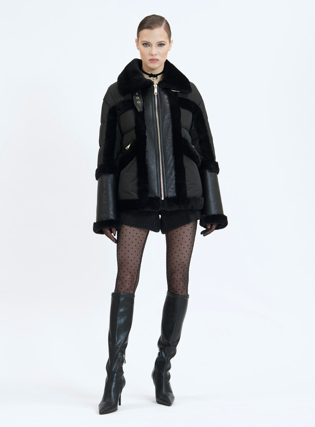 CALISTA CASHMERE | CASHMERE SHEARLING PUFFER JACKET