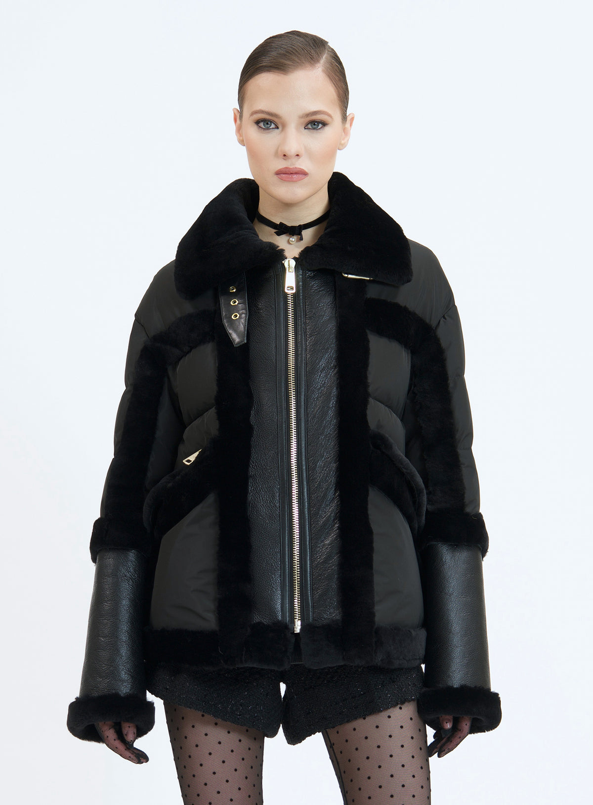 CALISTA CASHMERE | CASHMERE SHEARLING PUFFER JACKET