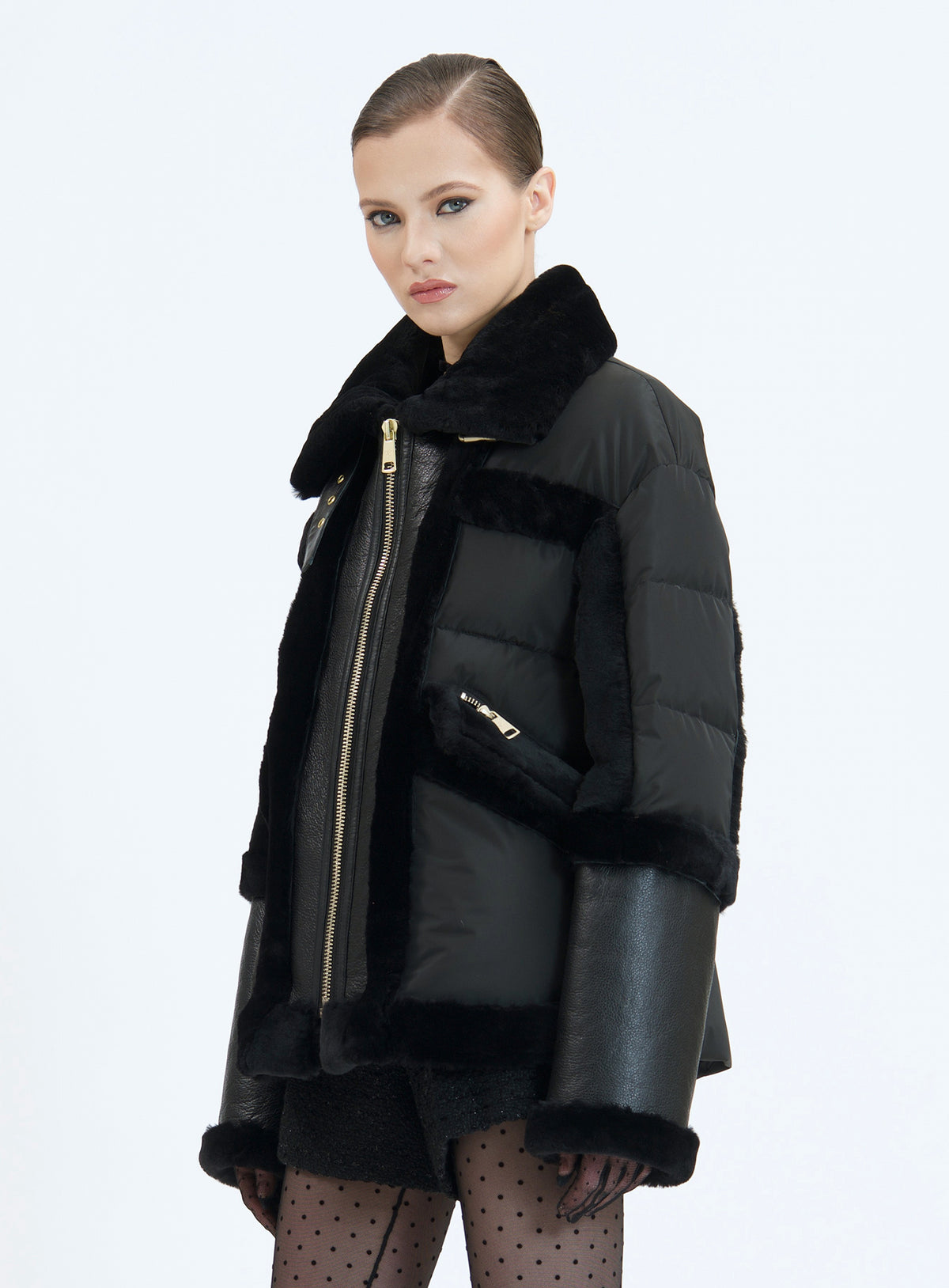 CALISTA CASHMERE | CASHMERE SHEARLING PUFFER JACKET
